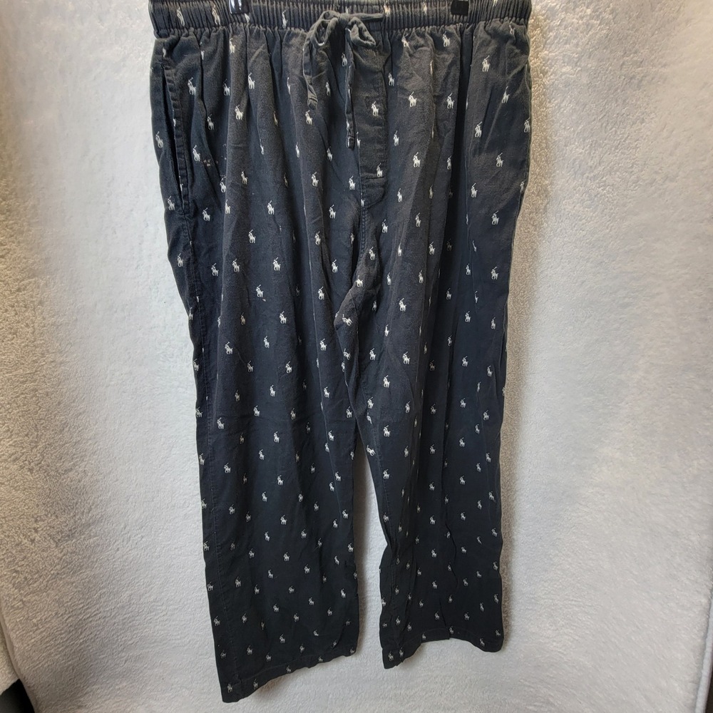 Polo Ralph Lauren Mens Cotton Sleepwear Pants Large 36-38 Black Pony Logo Lounge